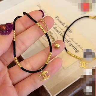 เครื่องประดับ สร้อยข้อเท้า สายโซ่สเตนเลส ประดับลูกปัด ขนาดเล็ก สีดํา แฟชั่นใหม่ สําหรับเด็กผู้หญิง 2023