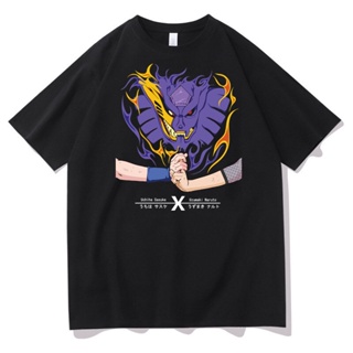 เสื้อยืดแขนสั้นNaruto พิมพ์เสื้อยืด Anime Print Naruto Sasuke Print Top Harajuku Style Anime T-ShirtS-5XL