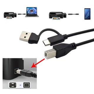 Type C + สายเคเบิล USB เป็น USB 2.0 Type-B ตัวผู้ OTG สําหรับโทรศัพท์ เป็นเครื่องพิมพ์