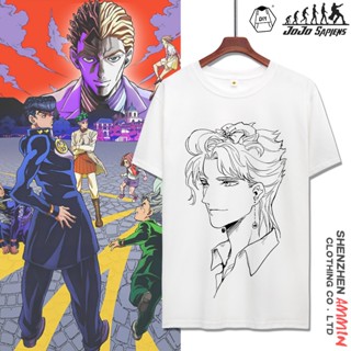 【สปอตสินค้า】 JoJos Bizarre Adventure อนิเมะเสื้อขาวเสื้อยืด แฟชั่นผ้าฝ้ายแท้เสื้อยืดยูนิเซ็กซ์