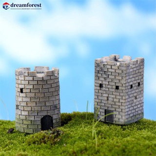 Dreamforest ปราสาทเรซิ่นจําลอง ขนาดเล็ก สไตล์โบราณ สําหรับตกแต่งสวน DIY V2X7