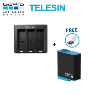 GoPro 10 / 9 Telesin Charger + Battery แท่นชาร์จ ที่ชาร์จ + แบตเตอร์รี่โกโปรแท้ ประกัน 1 ปี