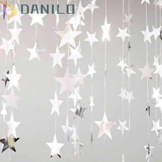 Danilo พวงมาลัยกระดาษ ประดับชิมเมอร์ รูปดาว สีทอง สีเงิน 4 เมตร สําหรับตกแต่งประตูทางเข้า ทางเข้า งานแต่งงาน วันเกิดเด็ก