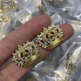 {TOP} Versace ใหม่ ต่างหูเข็มเงิน 925 ชุบทอง ประดับเพชร รูปมงกุฎ สไตล์เกาหลี สําหรับผู้หญิง 2023