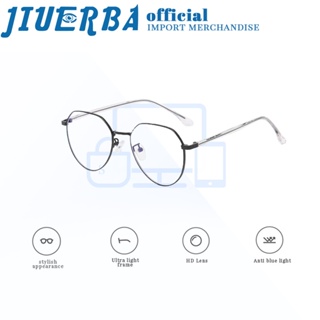 JIUERBA แว่นตาสายตาสั้นรอบใหม่นําเข้าแว่นตาเปลี่ยนสีโลหะคุณภาพสูงชายและหญิง