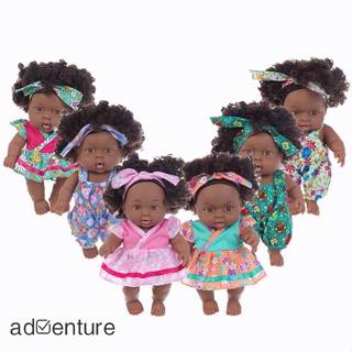 Adven ตุ๊กตาเด็กทารกแอฟริกัน เสมือนจริง สีดํา ขนาด 8 นิ้ว พร้อมเสื้อผ้า ของขวัญวันเกิด สําหรับเด็ก