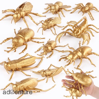 Adven โมเดลฟิกเกอร์แมงมุม ผึ้ง แมลงจําลอง สีทอง ของเล่นเสริมการเรียนรู้เด็ก