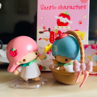 【ของแท้】MINISO ตุ๊กตาฟิกเกอร์ Sanrio Strawberry Farm series Little Twin Stars Cinnamoroll ของขวัญ สําหรับตกแต่ง