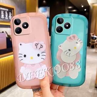พร้อมส่ง เคสโทรศัพท์มือถือนิ่ม กันตก ป้องกันกล้อง ลายแมว KT สีขาว สีชมพูน่ารัก สําหรับ Realme C53 C55 NFC 2023 RealmeC53