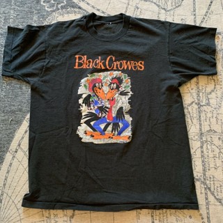 หยิน1  เวรเอ้ย  AMเสื้อยืดผ้าฝ้ายพิมพ์ลาย เสื้อยืดลําลอง แขนสั้น พิมพ์ลาย The Black Crowes Tour L 1993 Concert Rock Band