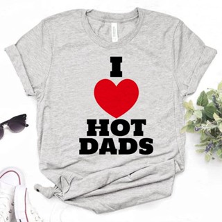 เสื้อยืด ลาย i love hot dads สไตล์ญี่ปุ่น ฮาราจูกุ สําหรับผู้หญิง y2k