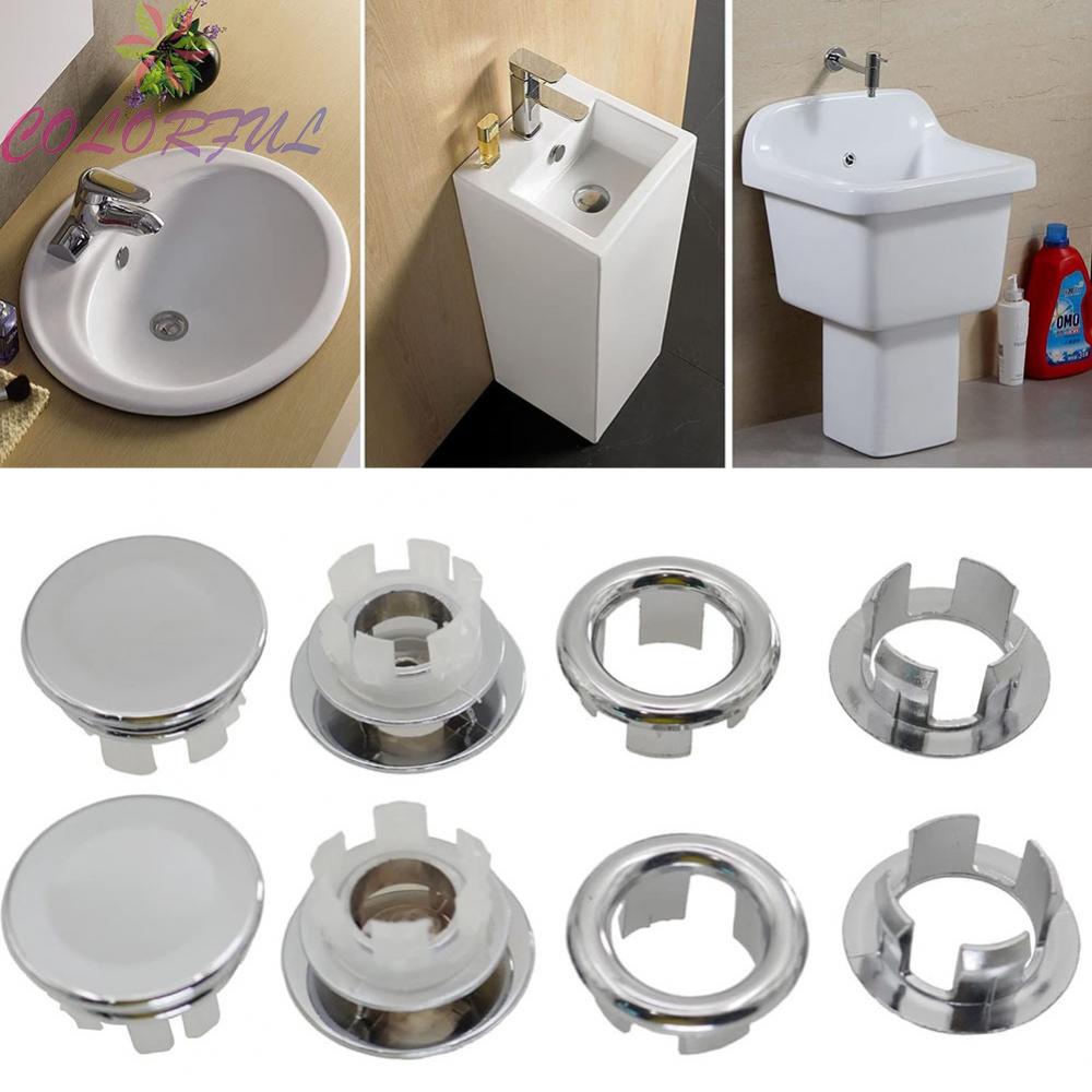 【COLORFUL】Bathroom Basin Sink Spares Round Overflow Ring Chrome Hole
