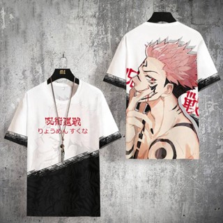 เสื้อยืดแขนสั้นลําลอง พิมพ์ลายอนิเมะ Jujutsu Kaisen Gojo Satoru Yuji 3 มิติ แฟชั่นสําหรับผู้ชาย และผู้หญิง