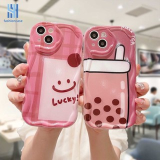 เคสนิ่ม ขอบโค้ง ลายการ์ตูนชานมน่ารัก 3D สําหรับ IPhone 6 7 6S 8 14 Plus XR 11 12 13 14 PRO MAX X XS MAX 11 12 13 Se 2020 6SPlus 7Plus 6Plus 8Plus 14Plus XSMAX