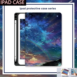 เคส แบบใส พับได้สามทบ สําหรับ Ipad Mini 1 2 3 4 5 6 Ipad 10th 9th 8th 7th 6th 5th Pro 11 10.5 9.7 10.2 10.9 นิ้ว Ipad Gen 10 9 8 7 6 5 4 พร้อมช่องใส่ปากกา