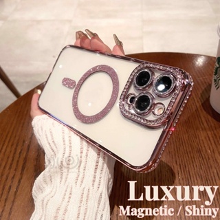 【Diamond Glitter】ใส Magnetic เคสไอโฟน 14 Pro max เคส compatible for iPhone 14 13 12 11 Pro 14pro Max