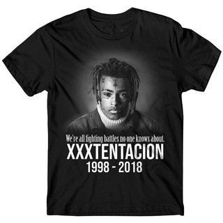 มีความสุข เสื้อยืดแขนสั้นคอกลมสำหรับผู้ชาย xxxtentacion