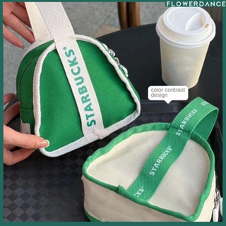 กระเป๋าถือสตาร์บัคส์ Mini Triangle Bag กระเป๋าใส่ข้าวกลางวันความจุขนาดใหญ่นักเรียนชั้น Messenger กระเป๋าใส่อาหารกลางวันดอกไม้