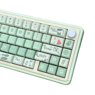 ปุ่มกดคีย์บอร์ด 148 66 คีย์ MDA PBT PBT สีเขียวนม สําหรับ DIY LMK67 GMK67