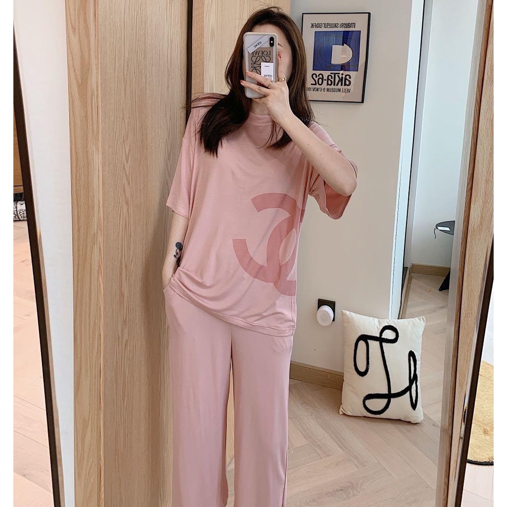 ชุดนอนแขนสั้น-แบบบาง-ทรงหลวม-เหมาะกับฤดูร้อน-มีสองชิ้น