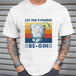 แฟชั่นใหม่ล่าสุด T-shirt  ขายดี เสื้อยืดลําลอง แขนสั้น พิมพ์ลาย Let The Evening Be Gin สไตล์ฮิปฮอป ค็อกเทล วินเทจ เหมาะก