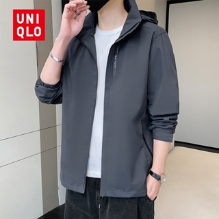 Uniqlo เสื้อแจ็กเก็ต มีฮู้ด กันน้ํา กันลม คุณภาพสูง แฟชั่นฤดูใบไม้ผลิ และฤดูใบไม้ร่วง สําหรับผู้ชาย 2023