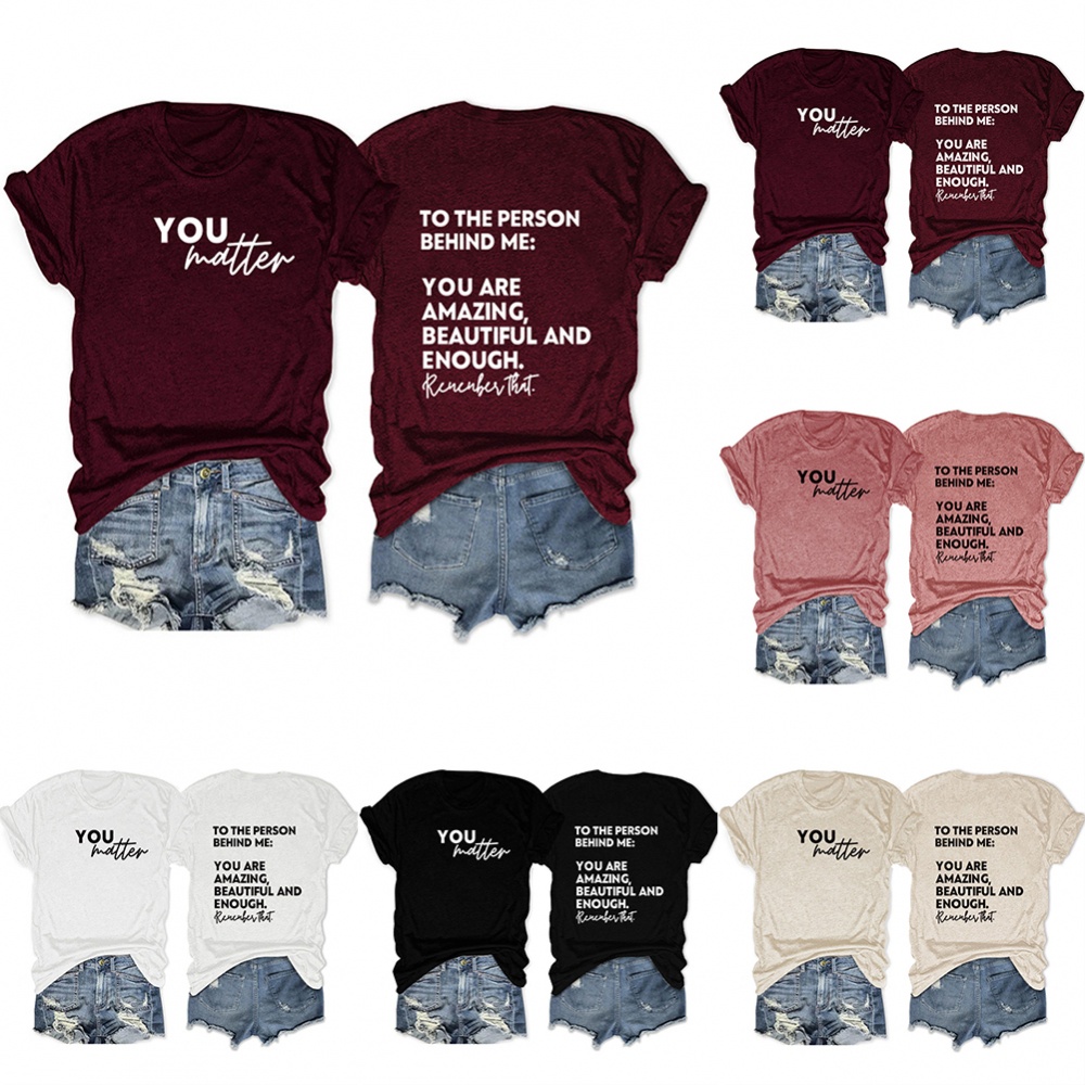 เสื้อยืดลําลอง-คอกลม-พิมพ์ลายตัวอักษร-แฟชั่นฤดูร้อน-สําหรับสตรี
