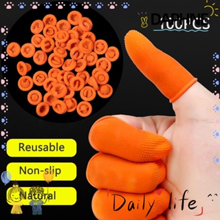 Daphne ถุงมือยางธรรมชาติ ป้องกันนิ้วมือ สีส้ม สําหรับทําความสะอาด 100 ชิ้น