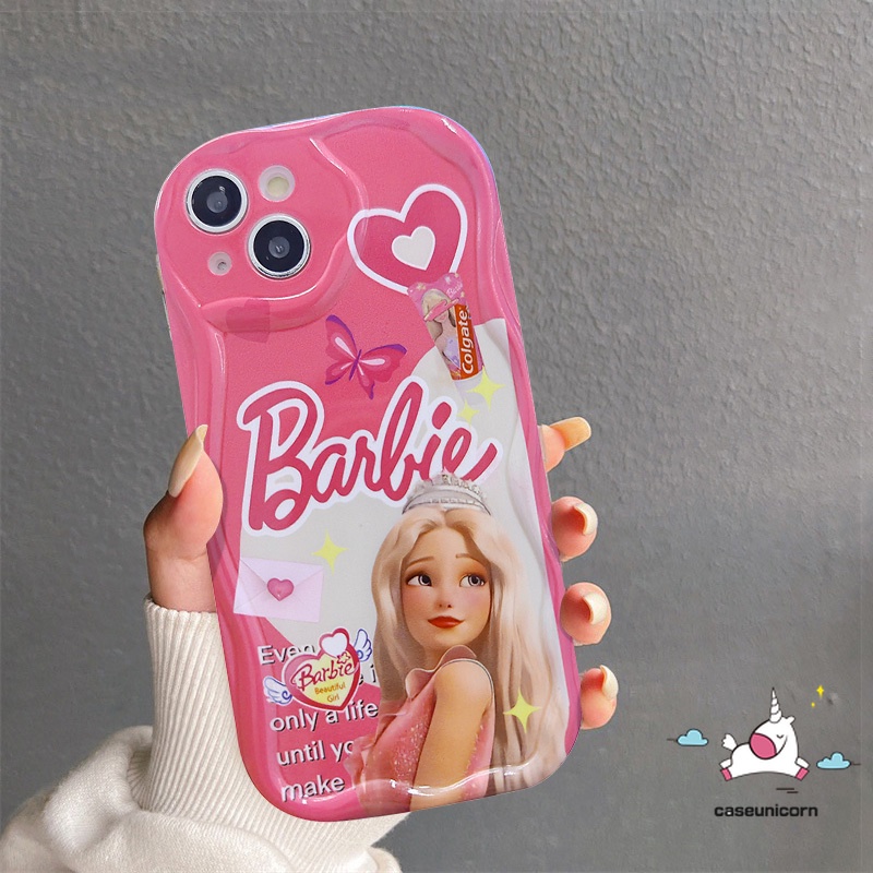 เคสโทรศัพท์มือถือแบบนิ่ม-ลายการ์ตูนเจ้าหญิงบาร์บี้-3d-สีแดงกุหลาบ-สําหรับ-samsung-a14-a12-a24-a13-a32-a04e-a50-a04s-a11-a23-a03s-a31-a52s-a10s-a30-a50s-a02s-a03-a21s-a30s-a20s-a51-a52-a20