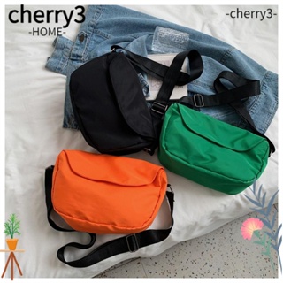 Cherry3 กระเป๋าสะพายไหล่ กระเป๋าถือ ผ้าไนล่อน ความจุขนาดใหญ่ สีพื้น แฟชั่นสําหรับสตรี