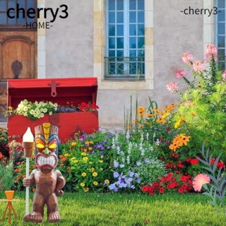 Cherry3 ฟิกเกอร์เรซิ่น รูปโทเท็มยิ้ม พลังงานแสงอาทิตย์ คุณภาพสูง สําหรับตกแต่งสวน กลางแจ้ง