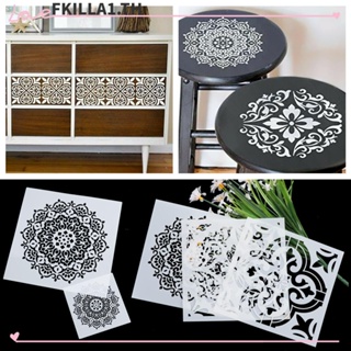 Faccfki ชุดแม่แบบ ลายฉลุแมนดาลา ลายนูน สําหรับตกแต่งผนังบ้าน DIY 6 ชิ้น ต่อชุด