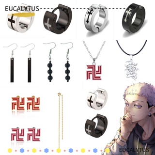 EUTUS Anime Cosplay Props Ring-shaped Clip Earrings Tokyo Revengers Pendant Jewelry Gifts for Fans Takashi Mitsuya Cartoon Stud Earring Necklace