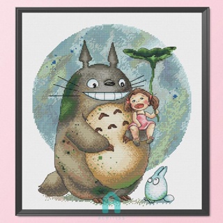 ชุดปักครอสสติตช์ ผ้าฝ้าย 11CT พิมพ์ลาย Totoro แฮนด์เมด DIY [Acelit.th]