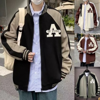 เสื้อแจ็คเก็ตผู้ชาย เสื้อแจ็กเก็ตเบสบอล ทรงหลวม ขนาดใหญ่ แฟชั่นฤดูหนาว สไตล์เกาหลี สําหรับผู้ชาย ไซซ์ M - 3XL