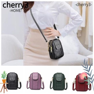 Cherry3 กระเป๋าถือ กระเป๋าสะพายไหล่ สะพายข้าง หนัง PU มีซิป ขนาดเล็ก แบบพกพา สีแดง สําหรับผู้หญิง