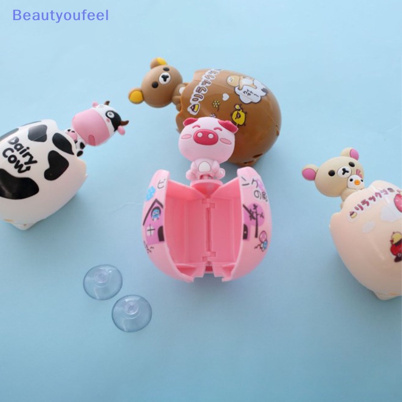 beautyoufeel-ที่วางแปรงสีฟันพลาสติก-แบบถ้วยดูด-ลายการ์ตูนสัตว์น่ารัก-สําหรับเด็ก