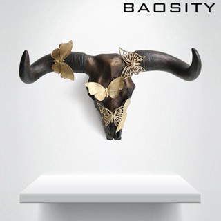 [Baosity] ฟิกเกอร์เรซิ่น รูปหัวกะโหลกวัว 3D สไตล์เรโทร สําหรับแขวนตกแต่งผนัง ห้องนั่งเล่น ออฟฟิศ