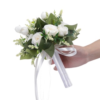 ช่อดอกกุหลาบปลอม สีขาวงาช้าง สีชมพู สไตล์เกาหลี ยุโรป สําหรับเจ้าสาว งานแต่งงาน