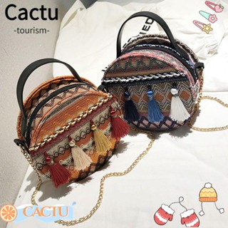 Cactu กระเป๋าสะพายไหล่ หวายสาน แฮนด์เมด สําหรับผู้หญิง