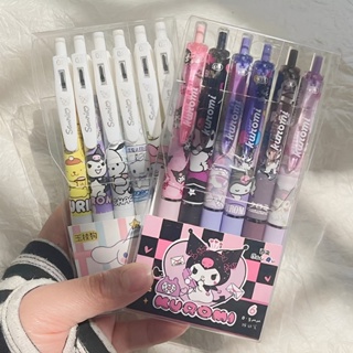 6 ชิ้น / เซต การ์ตูนน่ารัก Sanrio Kuromi Hello Kitty กด ประเภท ST เป็นกลาง ปากกา เครื่องเขียนนักเรียน