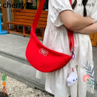 Cherry3 กระเป๋าถือ กระเป๋าสะพายไหล่ ผ้าไนล่อน น้ําหนักเบา สีพื้น สําหรับสตรี