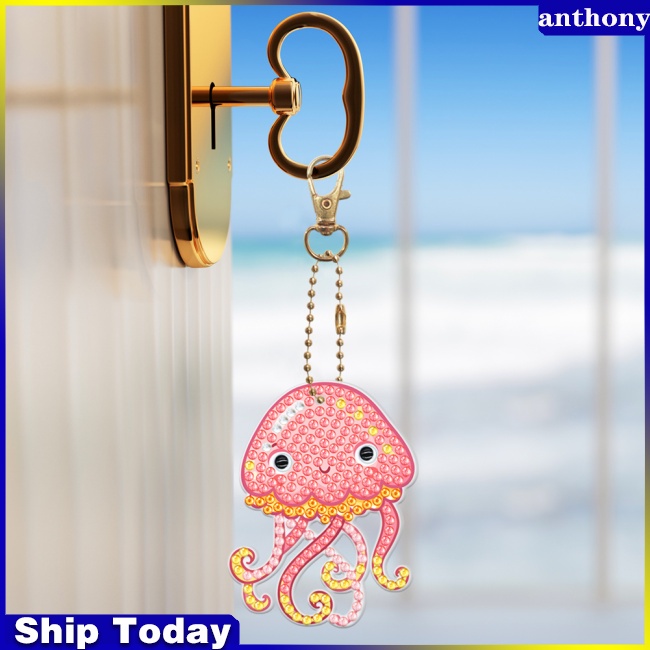 anthony-5-ชิ้น-พวงกุญแจ-diy-สัตว์ทะเล-ภาพวาดเพชร-สองด้าน-การ์ตูน-ตกแต่ง-จี้-ของขวัญเด็ก