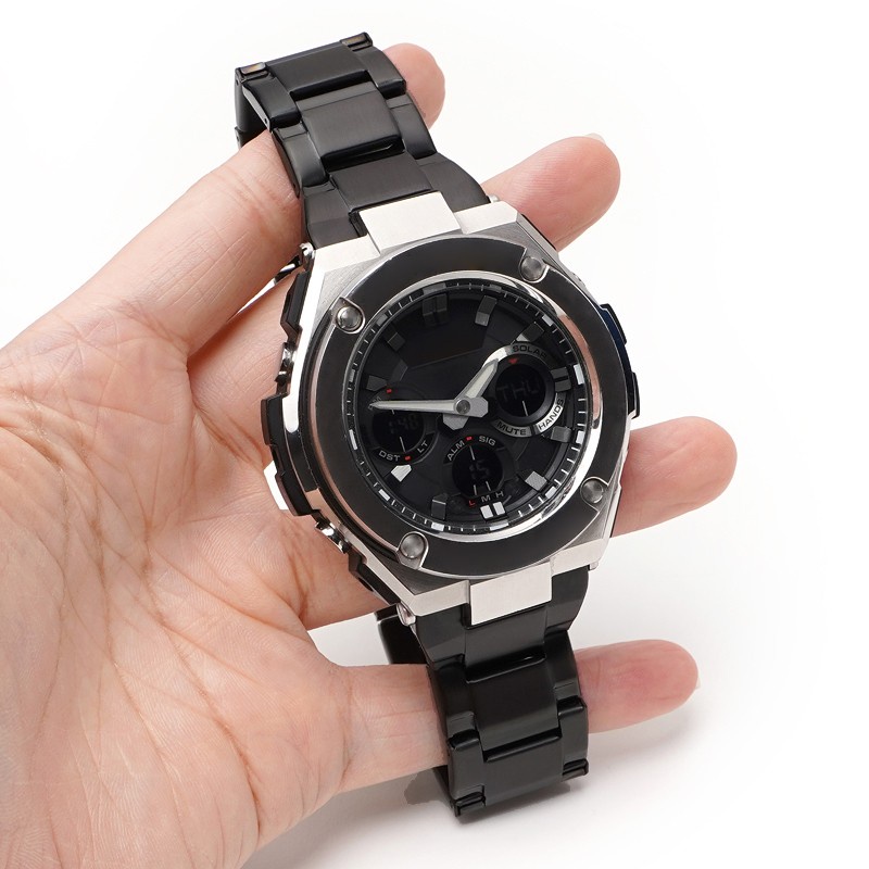 สายนาฬิกาข้อมือ-สเตนเลส-304-สีดํา-สีเงิน-สําหรับ-casio-gst-w300-g-400g-b100-s310-s120-s110-w110