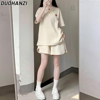 Duohanzi ชุดเสื้อแขนสั้น กางเกงขาสั้น ทรงหลวม สองชิ้น แฟชั่นฤดูร้อน สําหรับนักเรียน 2023