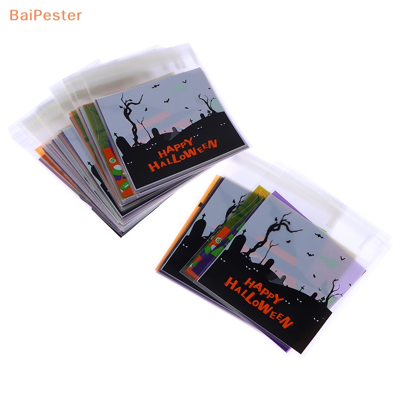 baipester-ถุงพลาสติกใส่ขนมคุกกี้-มีกาวในตัว-ขนาด-10x10-ซม-สําหรับตกแต่งปาร์ตี้ฮาโลวีน-100-ชิ้น