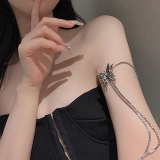 Metal tassel liquid butterfly upper arm chain bracelet sweet cool hot girl style adjustable necklace waist chain
