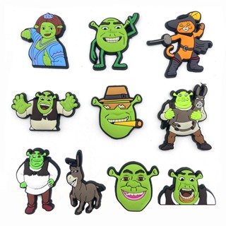 【Hot Shrek Series】ใหม่ จี้รูปอนิเมชั่นภาพยนตร์กราฟฟิติ ดอกไม้ สไตล์อเมริกันคลาสสิก DIY สําหรับตกแต่งรองเท้า Cros Clogs