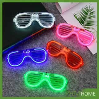 ราคาและรีวิวแว่นตาเรืองแสง ""มีหลอดไฟ LED"" แว่นตาเรืองแสง คริสต์มาส แว่นสงกรานต์ Luminous glasses