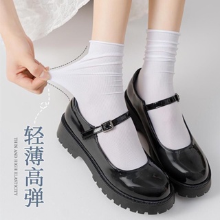 ถุงเท้า ผ้าเรยอน แบบบาง สีดํา แฟชั่นฤดูร้อน สไตล์ญี่ปุ่น สําหรับผู้หญิง 2023